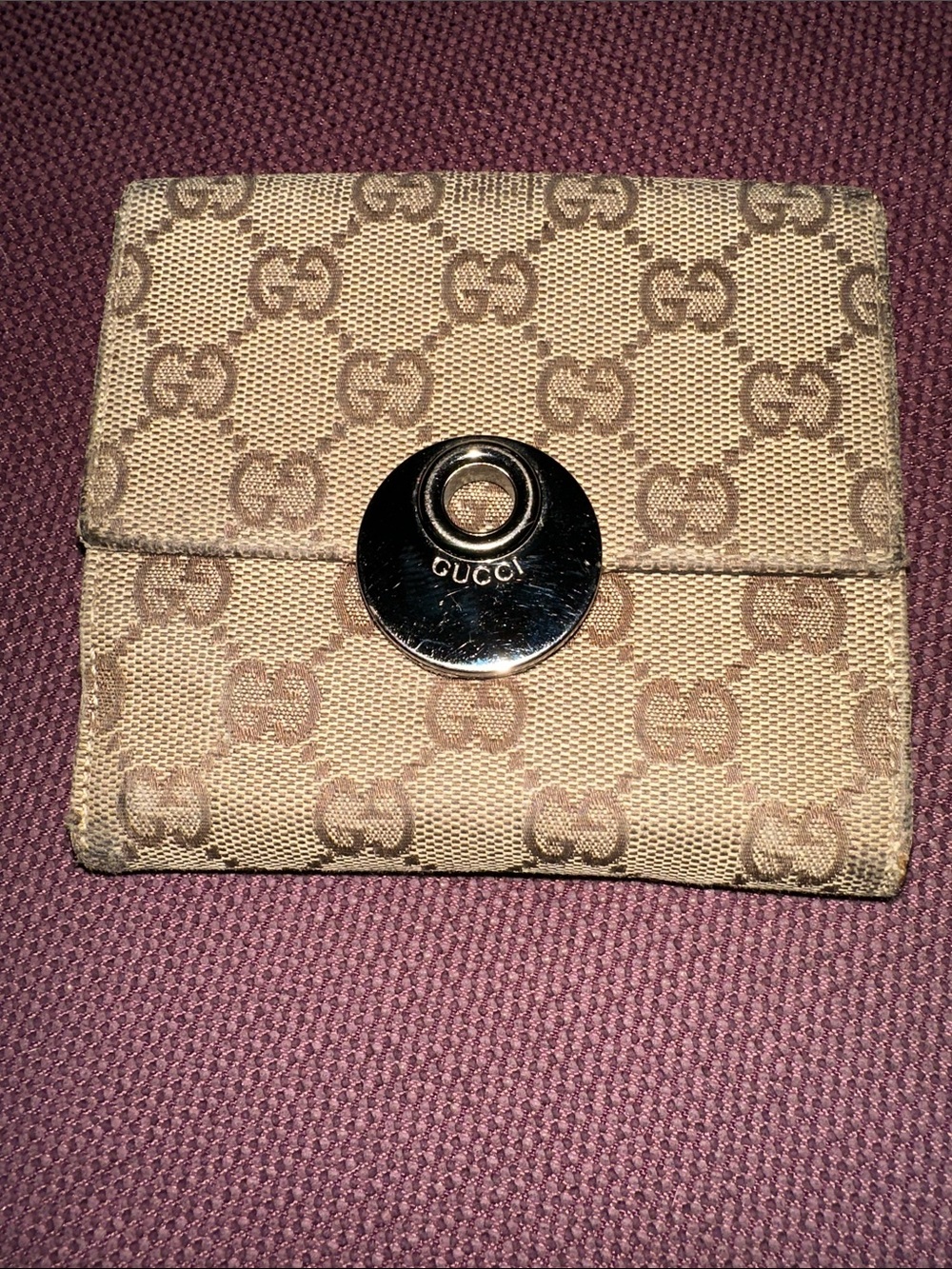 Gucci Tan & Brown Canvas Eclipse Compact Wallet